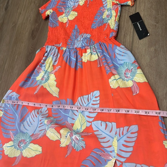 NWT Lulus Patsy Coral Red Floral Print Off-the-Shoulder Dress Size XS Coastal - Picture 11 of 16